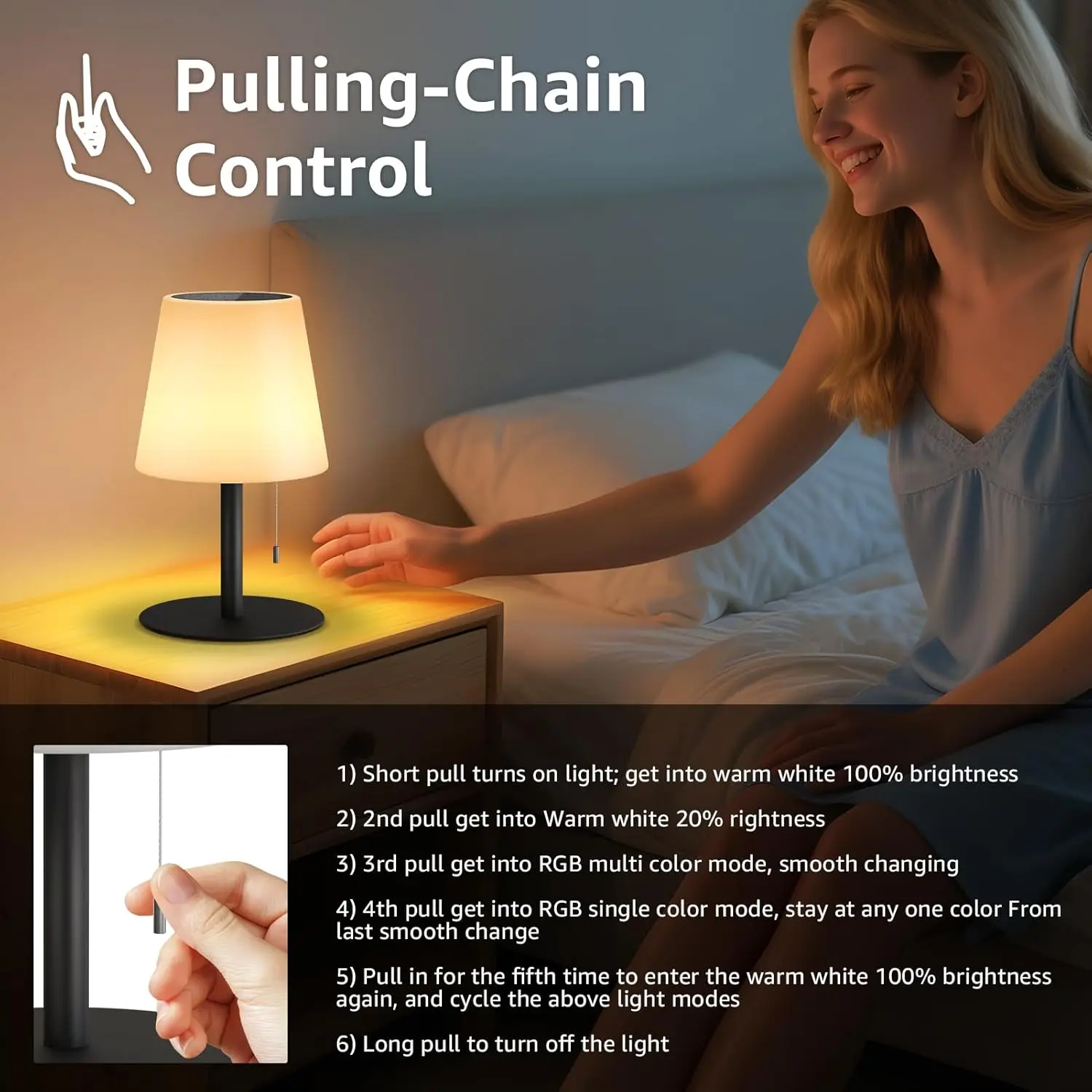 مصباح طاولة يعمل بالطاقة الشمسية، ضوء خارجي قابل لإعادة الشحن مع ألوان بيضاء دافئة وRGB، مقاوم للماء للفناء والشرفة - P