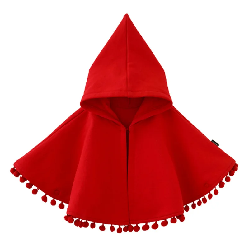 New Baby Girls Red Christmas Cloak Winter Toddler Hooded Cape Cute Warm Children Jacket Xmas Party Costume Kids Clothes