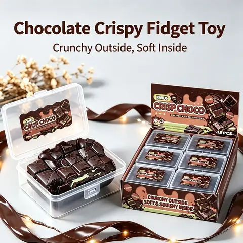 Crispy Chocolate Squeeze Toy Chocolate Wax Cracking Stress Ball Soft Realistic Food Squeeze Fidget Toy Relieve Stress Squishy