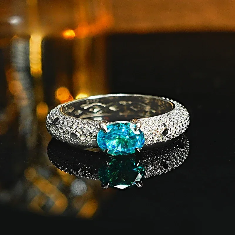 

Versatile Fenda Color 925 Silver Oval Ring Set with High Carbon Diamonds, Versatile and Elegant Design for Women