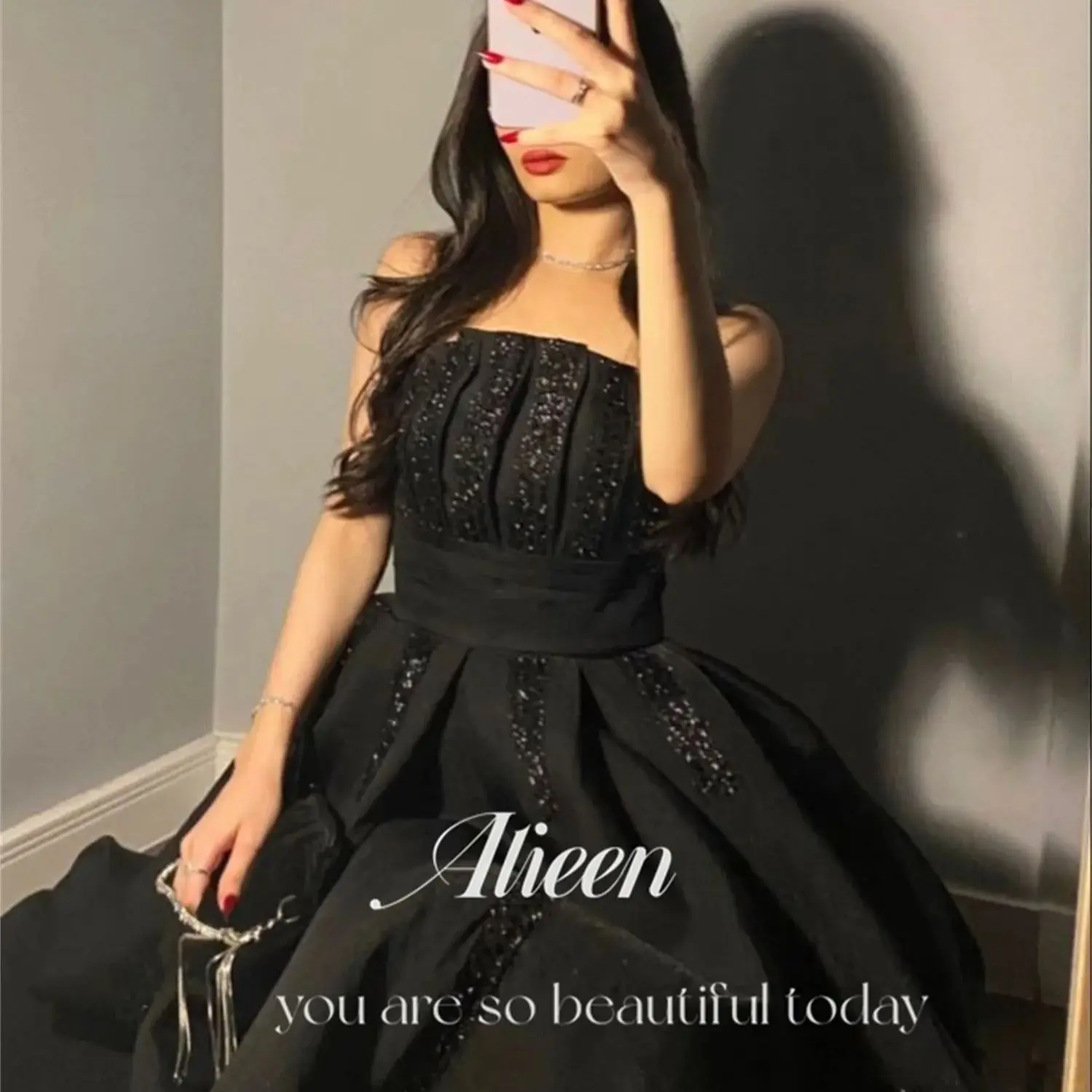 A-line Off the Shoulders Black Shiny Fashion Summer Dresses 2024 Luxury Dress for Weddings Evening Gown Prom customized