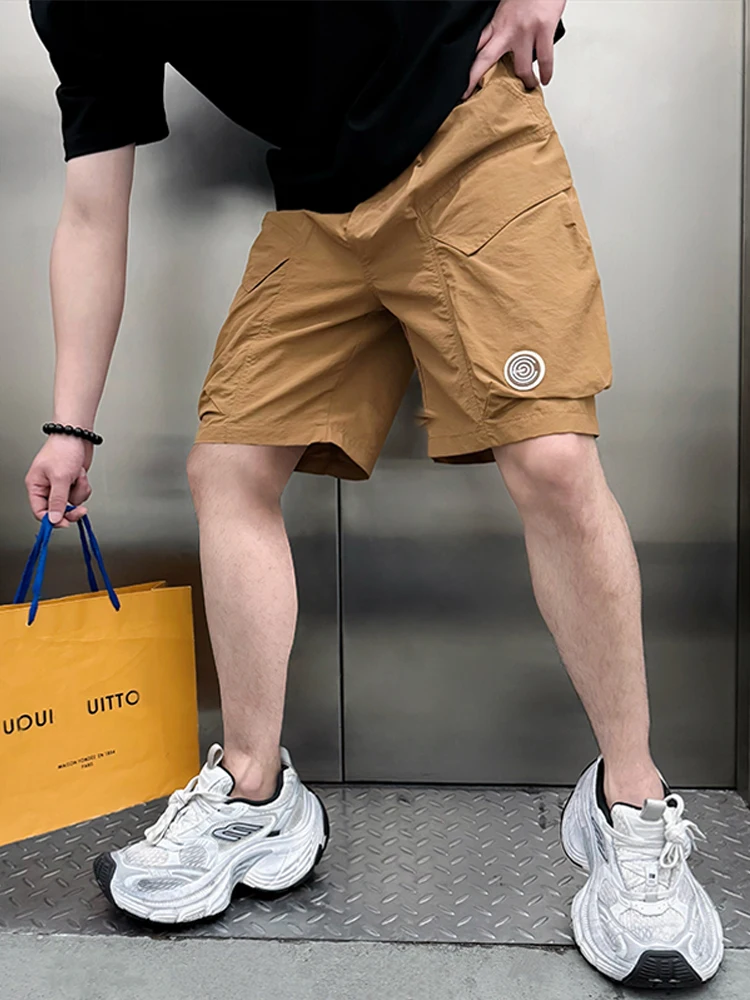 

Qui Dry Sports orts Мужские летние модные повседневные пляжные брюки с пятью четверками свободного покроя Дышащие тонкие молодежные активные полиэфирные волокна