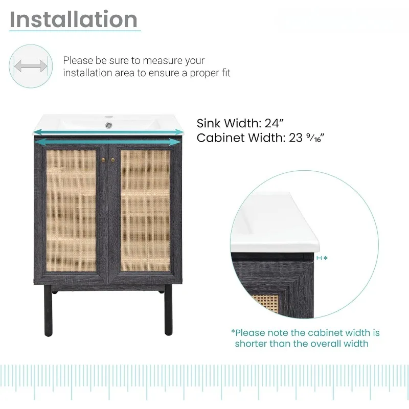 Vaidade do banheiro Black Oak, 24"