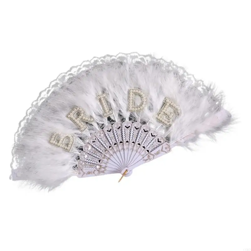 Cordón decorativo, abanico plumas para novia, encaje ligero, accesorios fotografía esenciales para fiesta boda,