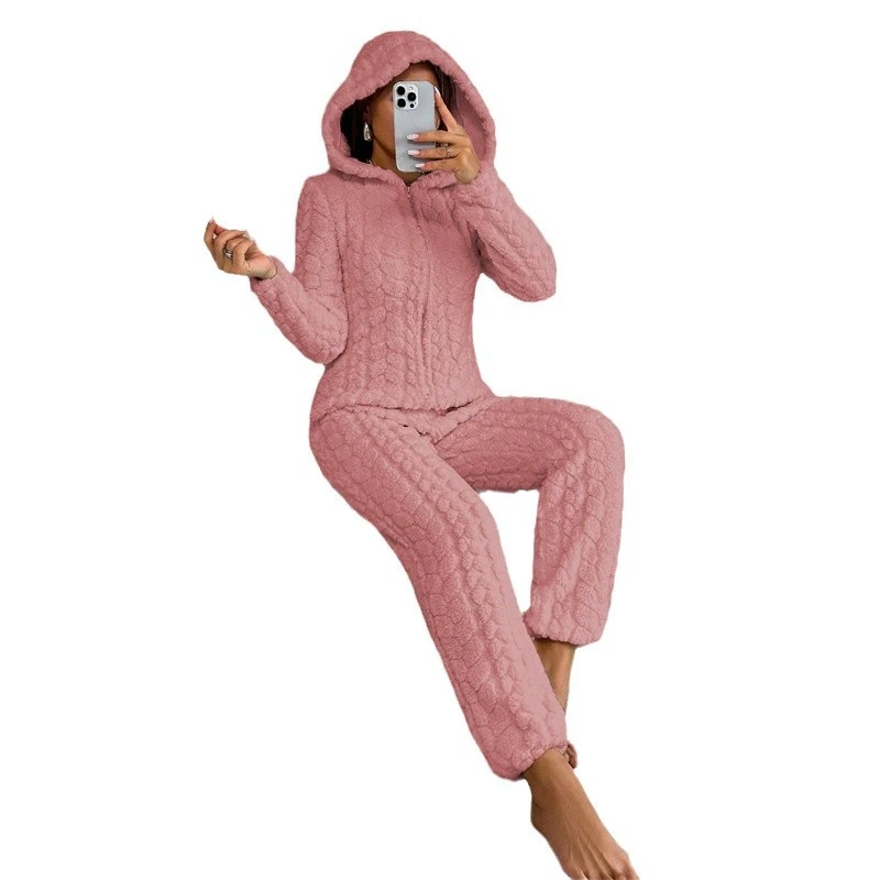 New Womens Plush Sweet Cartoon Onesie Pajamas Loungewear  Winter Warm Hooded Jumpsuits PJS Flannel One -piece Pyjamas Homewear