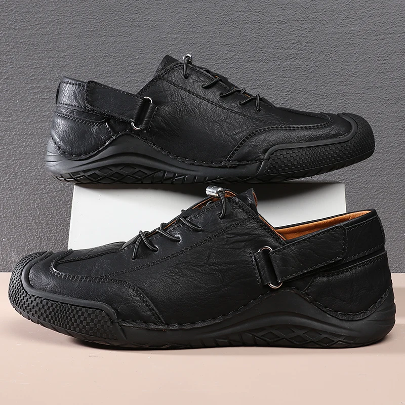 

Новинка, модная мужская повседневная кожаная Уличная обувь ручной работы, Женская нескользящая обувь, удобная дышащая мягкая Рабочая обувь