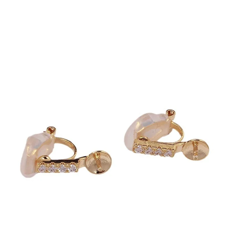 

1 пара позолоченных медных серег-гвоздиков E257 с жемчугом и серебряной иглой S925, фурнитура для изготовления ювелирных изделий, аксессуары для DIY украшений