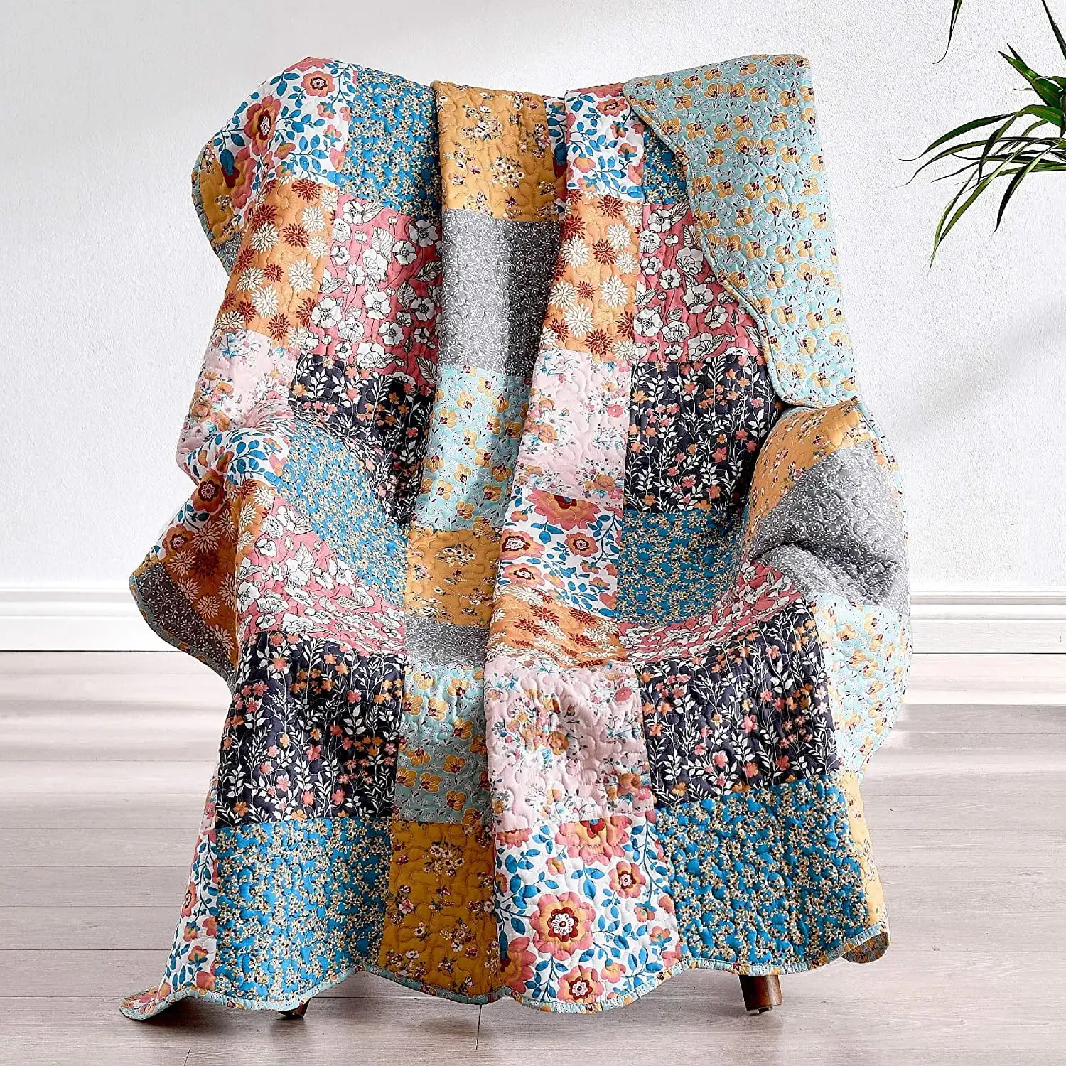 

Лоскутное одеяло Carlie, цветочный хлопок, полиэфирное покрывало, 50x60