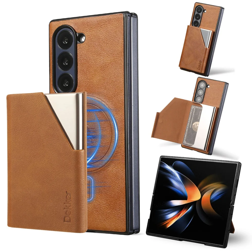 

Сумка для карт с магнитной адсорбцией, чехол из искусственной кожи для Samsung Galaxy Z Fold 6 5 4 3, комбинированный чехол с поддержкой беспроводной зарядки 3 в 1