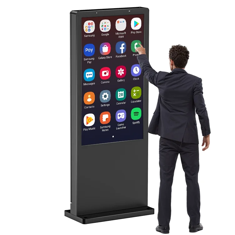 จอแสดงผลโฆษณาแบบสัมผัส Capacitive Totem สำหรับตู้บริการอัตโนมัติ จอ LCD แบบอินเทอร์แอคทีฟสำหรับใช้งานกลางแจ้ง รูปแบบตั้ง