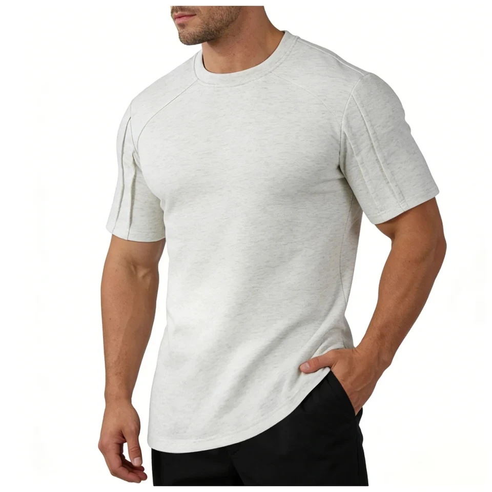 

Men's Short Sleeve Tshirt Summer Breathable Casual Sports Workout Tops Streetwear Solid Round Neck Pullover Top Man Clothes