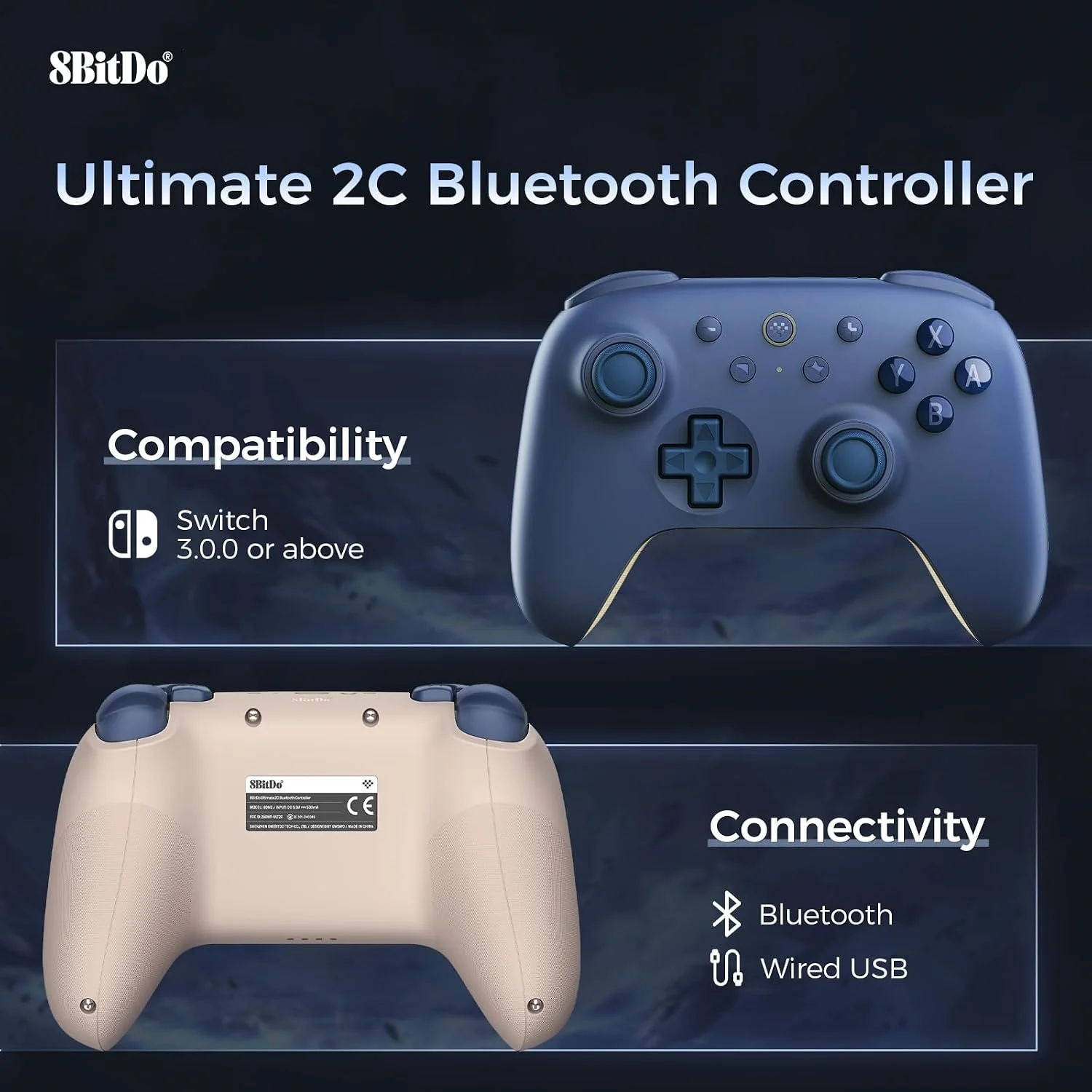 8BitDo Ultimate 2C Bluetooth Gaming Controller for Switch 2 Hall Effect Joystick Gamepad for Nintendo Switch/Switch 2 Controller