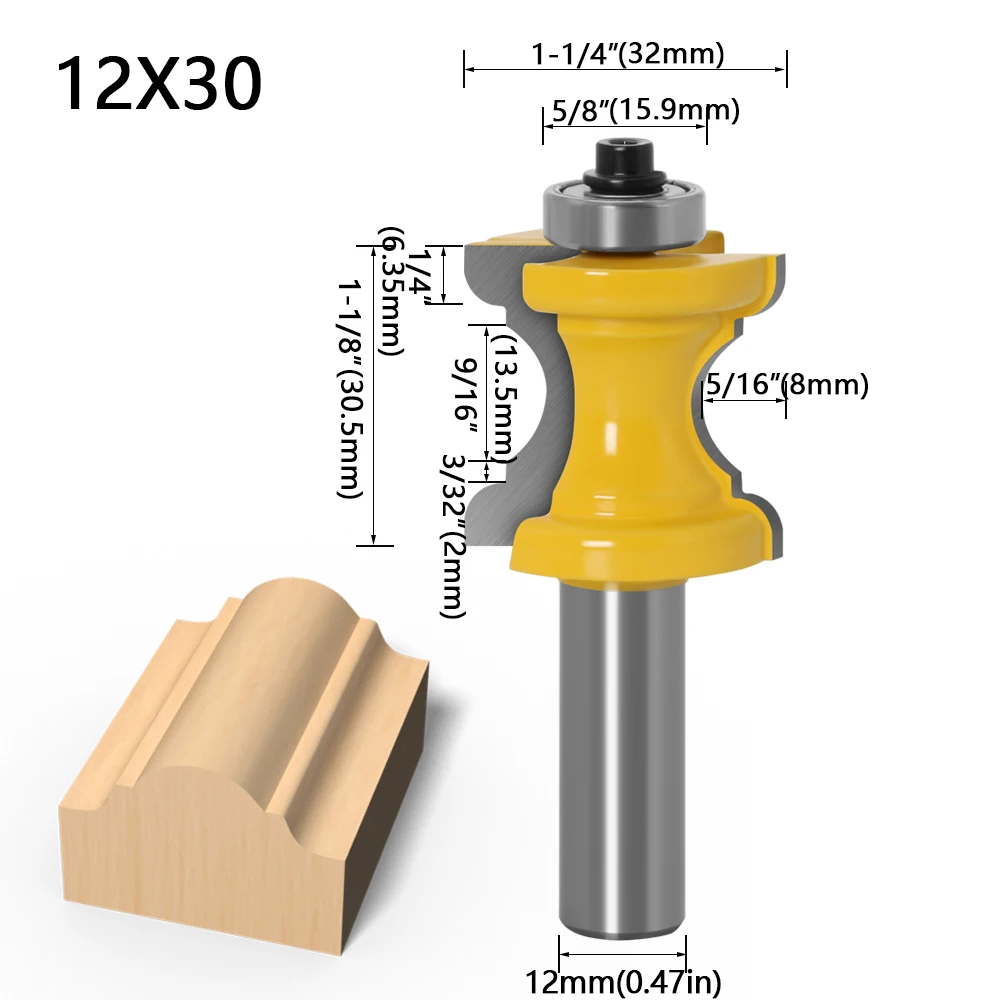Imagem -02 - Bullnose Shank com Bead Coluna Router Bit Line Knife Tenon Cutter Ferramenta de Madeira 12 Mm6 Mm8 mm 1pc