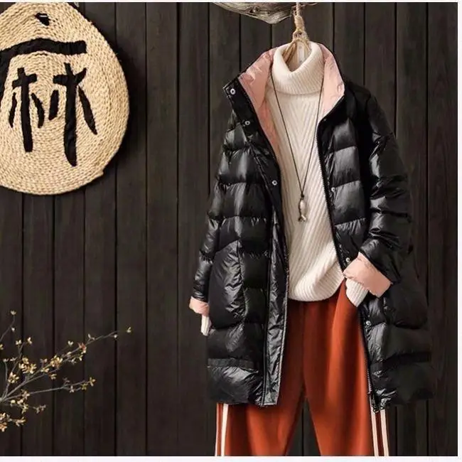 

Lightweight Puffer Jaet Women's Mid-Length Winter A-Line Large ket Loose White Du down Color Blo Top