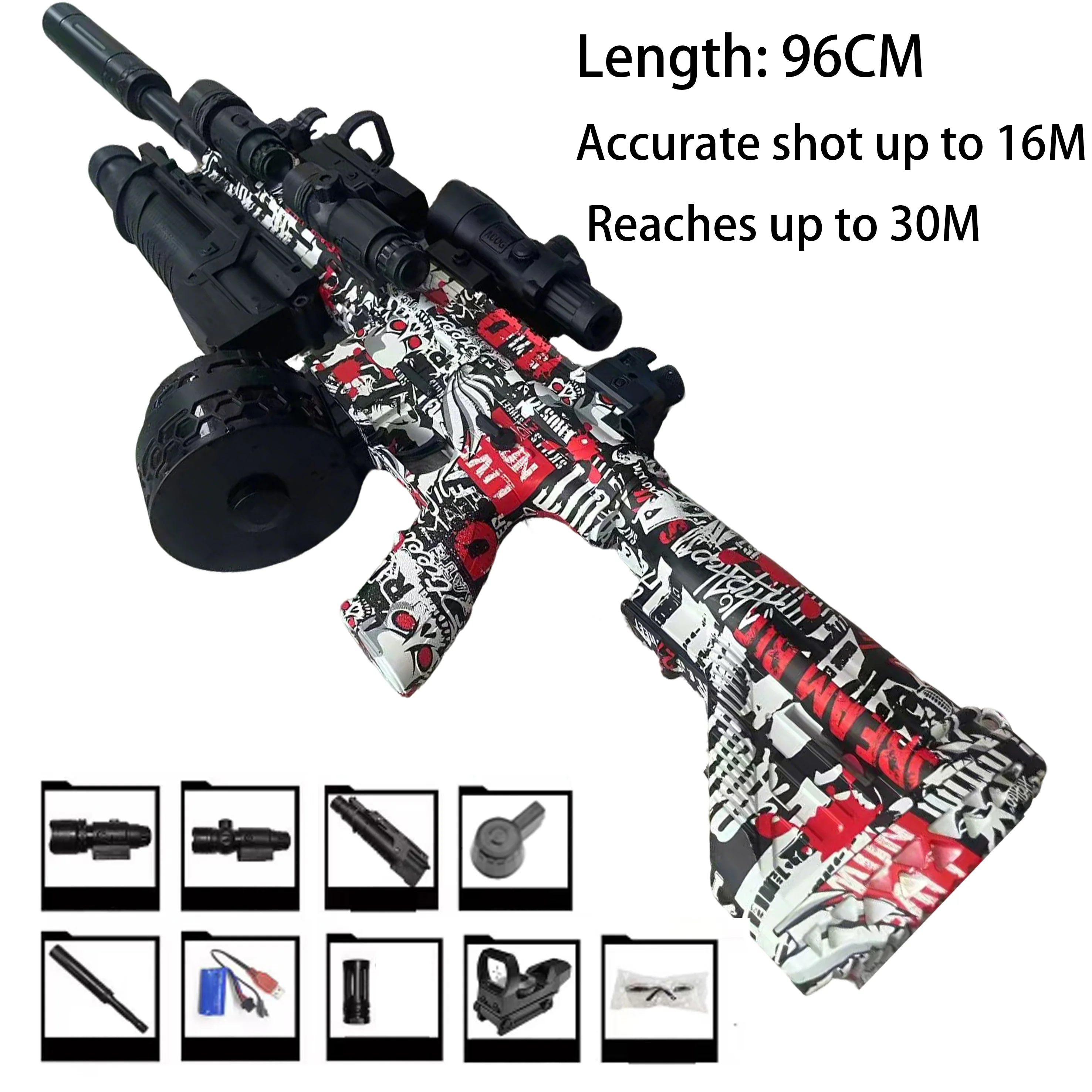 장거리 자동 전기 젤 볼 블래스터 건 초장거리 야외 사격 장난감 팀 배틀용 안전 친환경 성인용