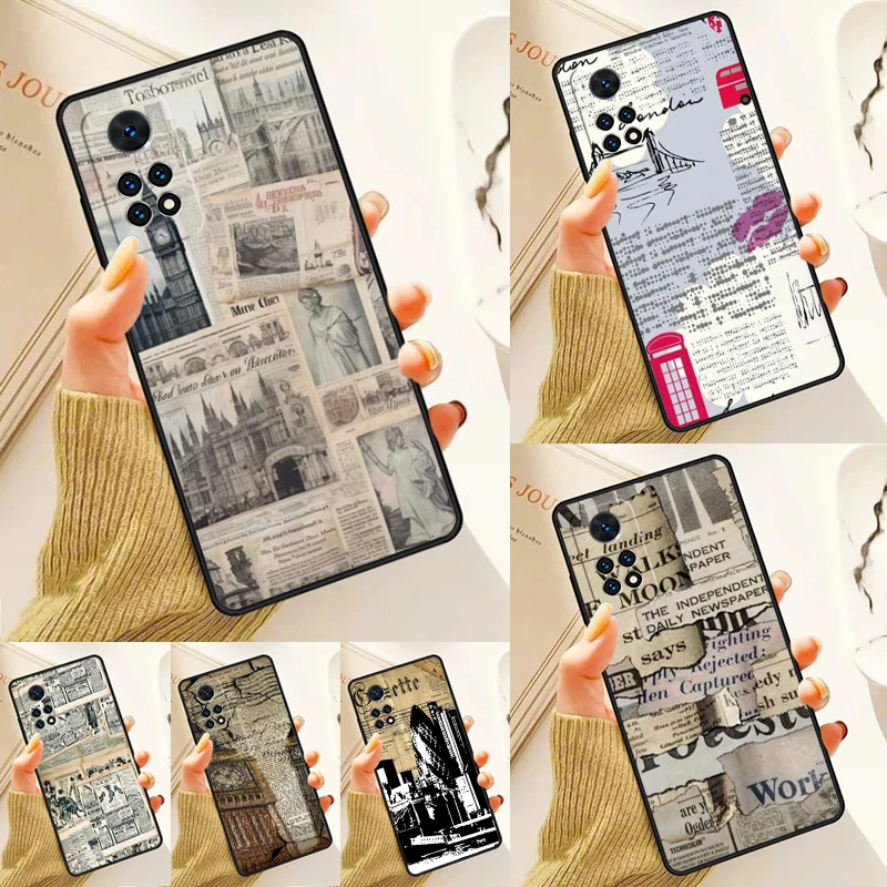 Newspaper with A London Lettering Case For Samsung Galaxy S24 Plus S23 S20 S21FE Lite S22 Ultra Note 20 S8 S9 S10 Phone Coque