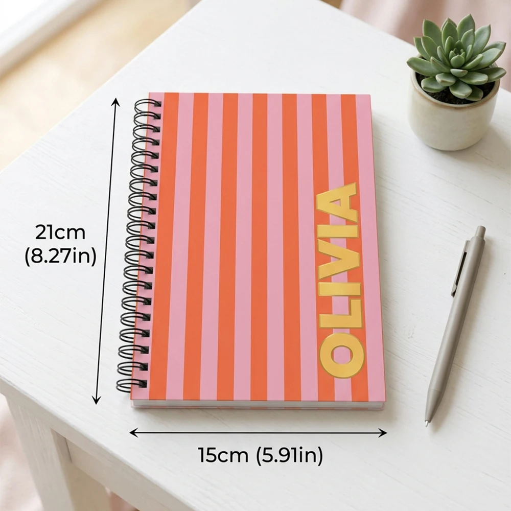 Personalized Custom Name Wire‑o Spiral Journal Notebook,Lined Paper,Multi‑color Selection,Memo Notepad,Back‑to‑School,Birthday