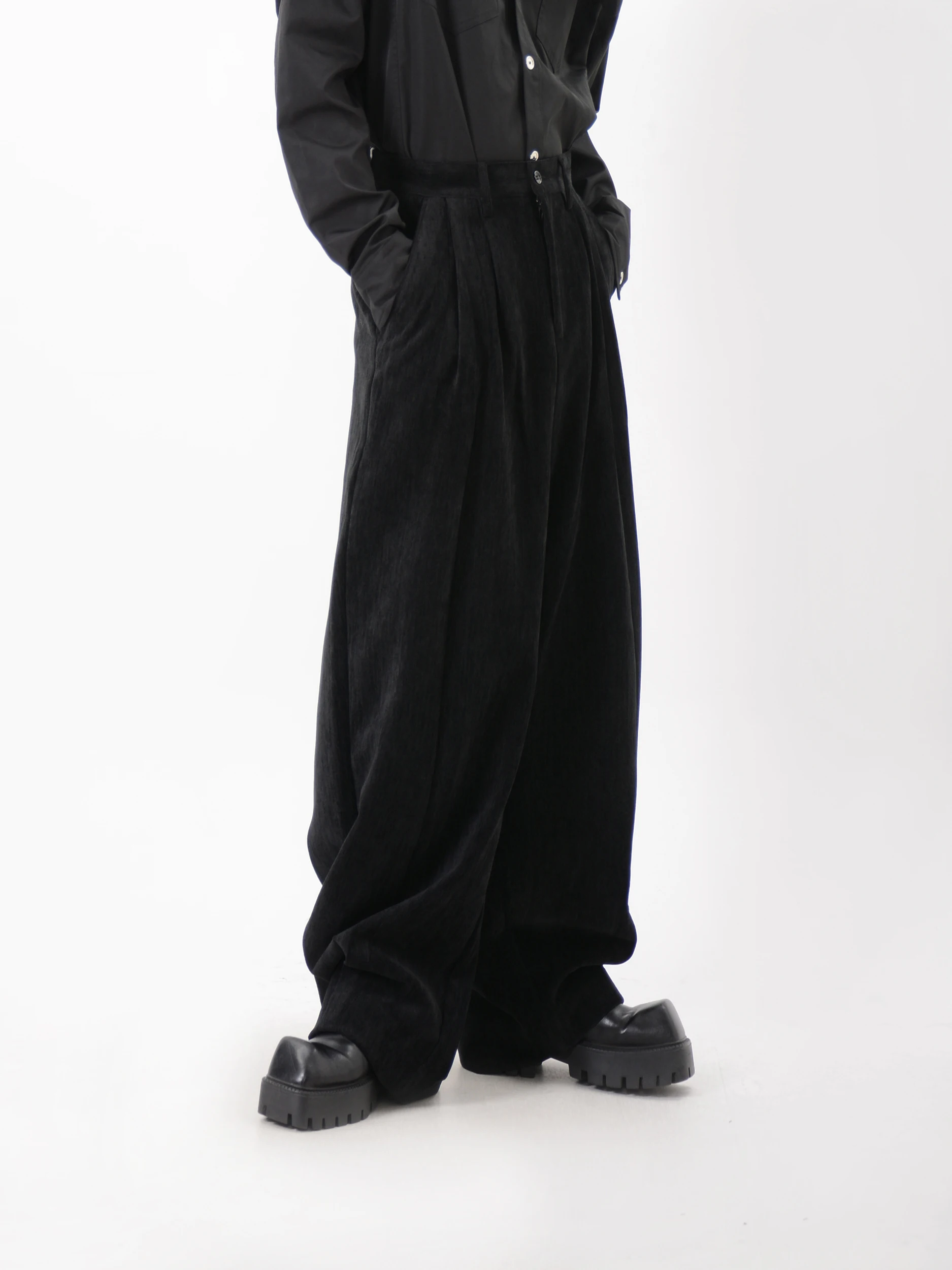 니치 디자이너 디자인 드레이핑 효과 수트 팬츠 남성용 루즈 캐주얼 와이드 레그 가을 및 겨울용