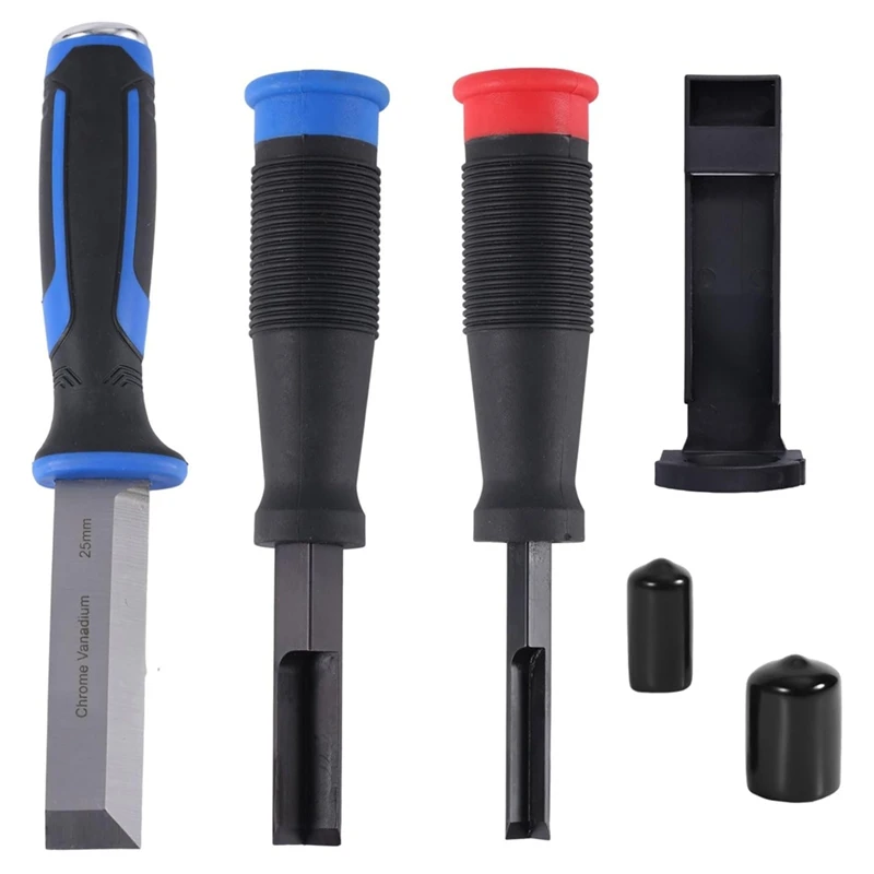

Wood Chisel Set With 3 Protective Caps Square Mortise Chisels With Non-Slip Handle For Door Mounting Frames