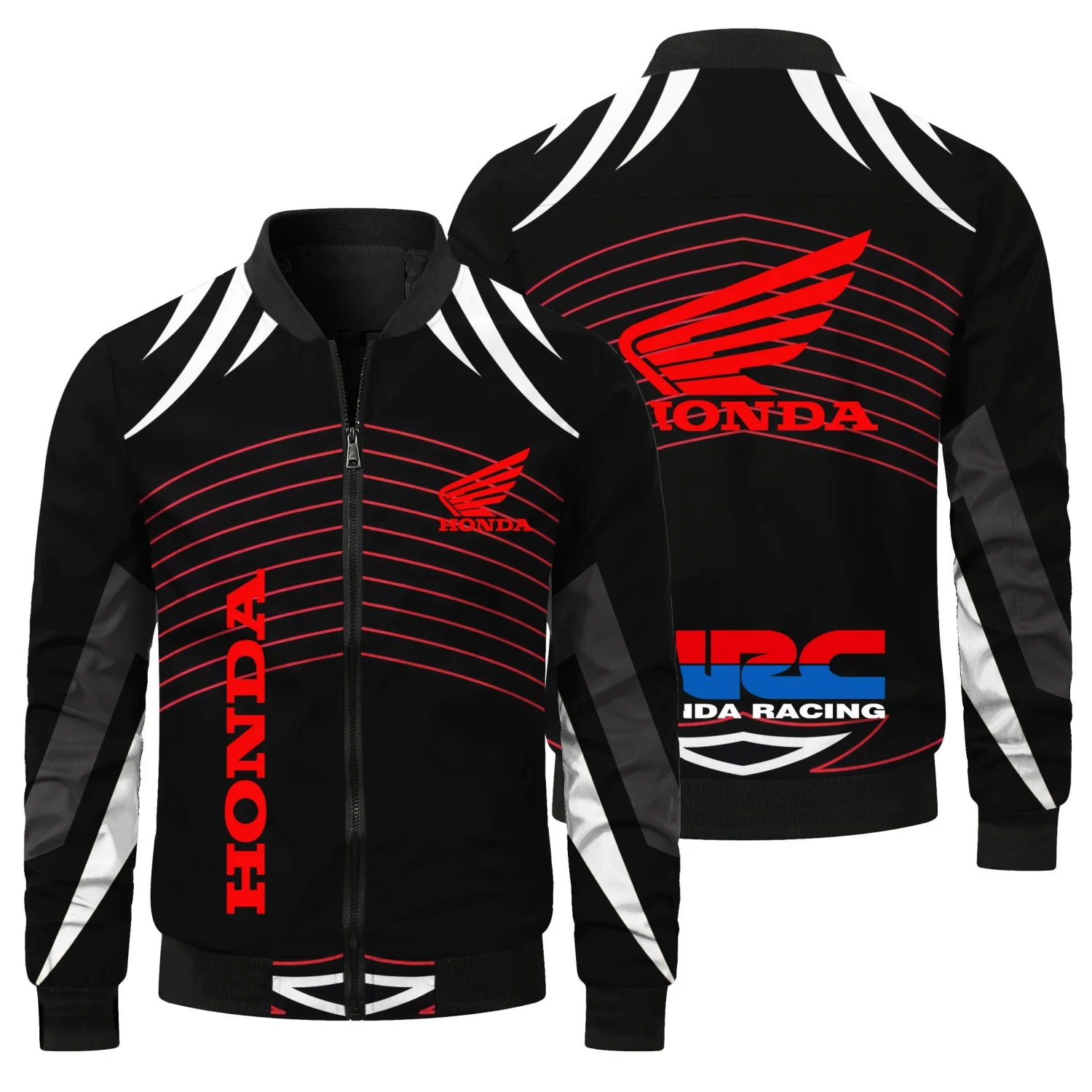 2025 New Honda Logo Y2K Motorcycle Zipper Round Neck Jacket Sports and Leisure Wear Racing Suit Road Bicycle Windbreaker