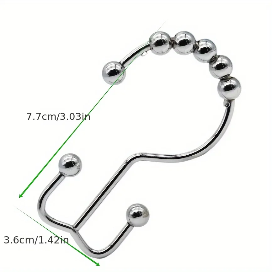 Stainless Steel Double Slide Shower Curtain Hook With Ball Bearings - Suitable For Bathroom Shower Rods