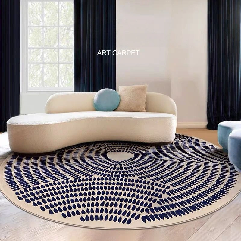 

Abstract Striped Round Carpet Minimalism Decoration Living Room Fluffy Plush Rug Bedroom Bedside Baby Crawling Mat Soft Washable