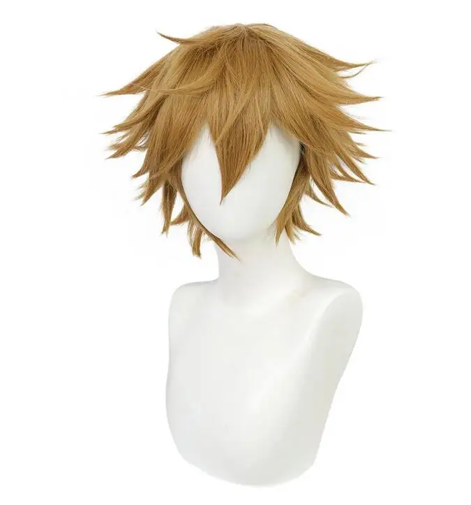 Wig sintetis lurus pendek, Wig Cosplay untuk Halloween, Natal, Hari Thanksgiving