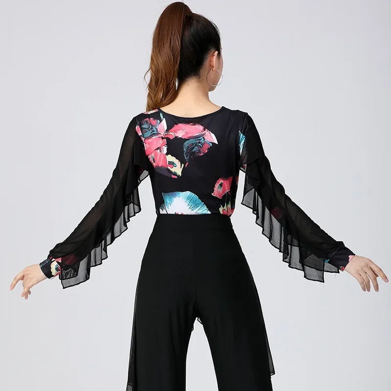 

National Standard Modern Dance Top Women New Square Dance Acrobatics Performance Clothing Latin Dance