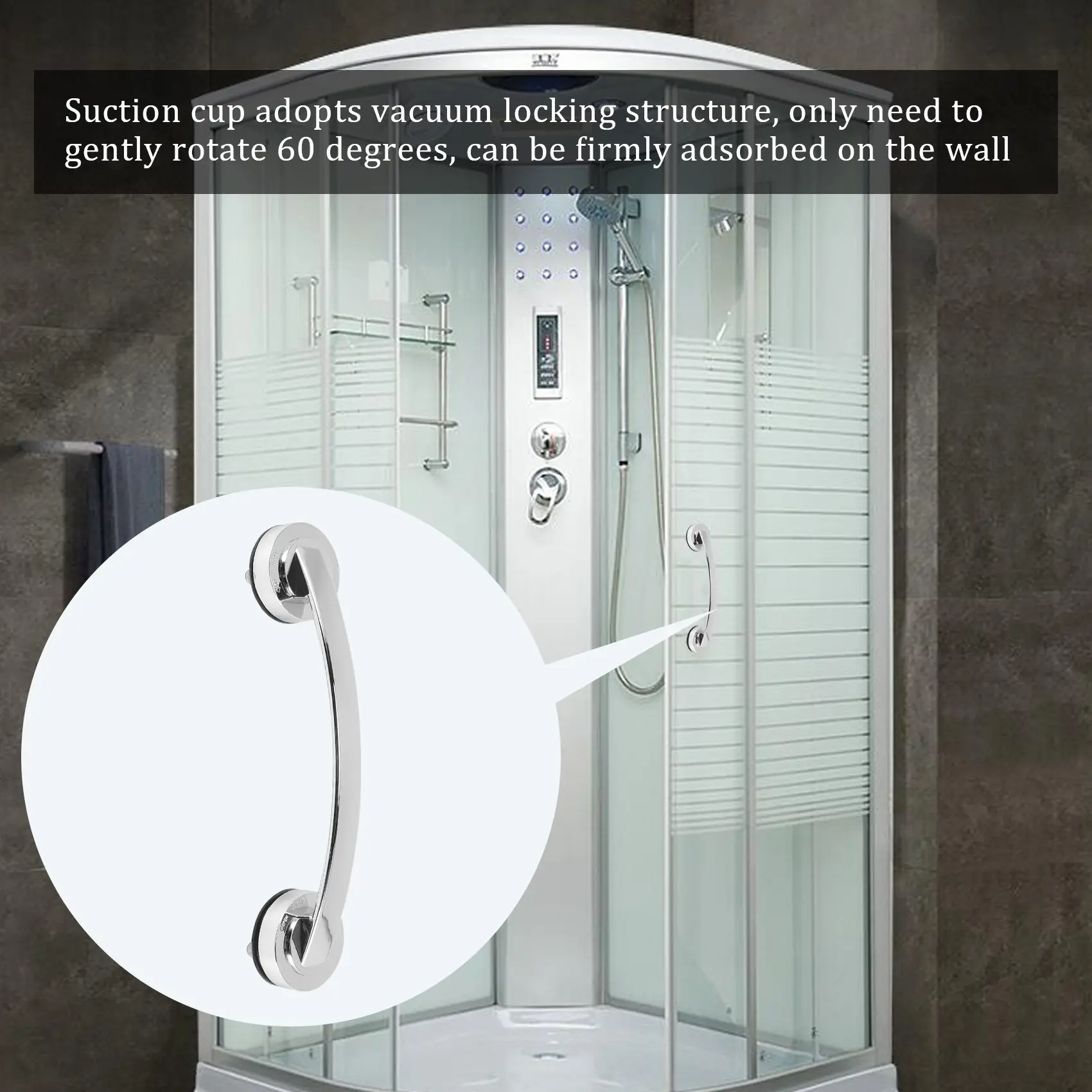 Y42A-Suction Cup Style Handrail Handle Strong Sucker Installation Hand Grip Handrail For Bedroom Bath Room Bathroom Accessories