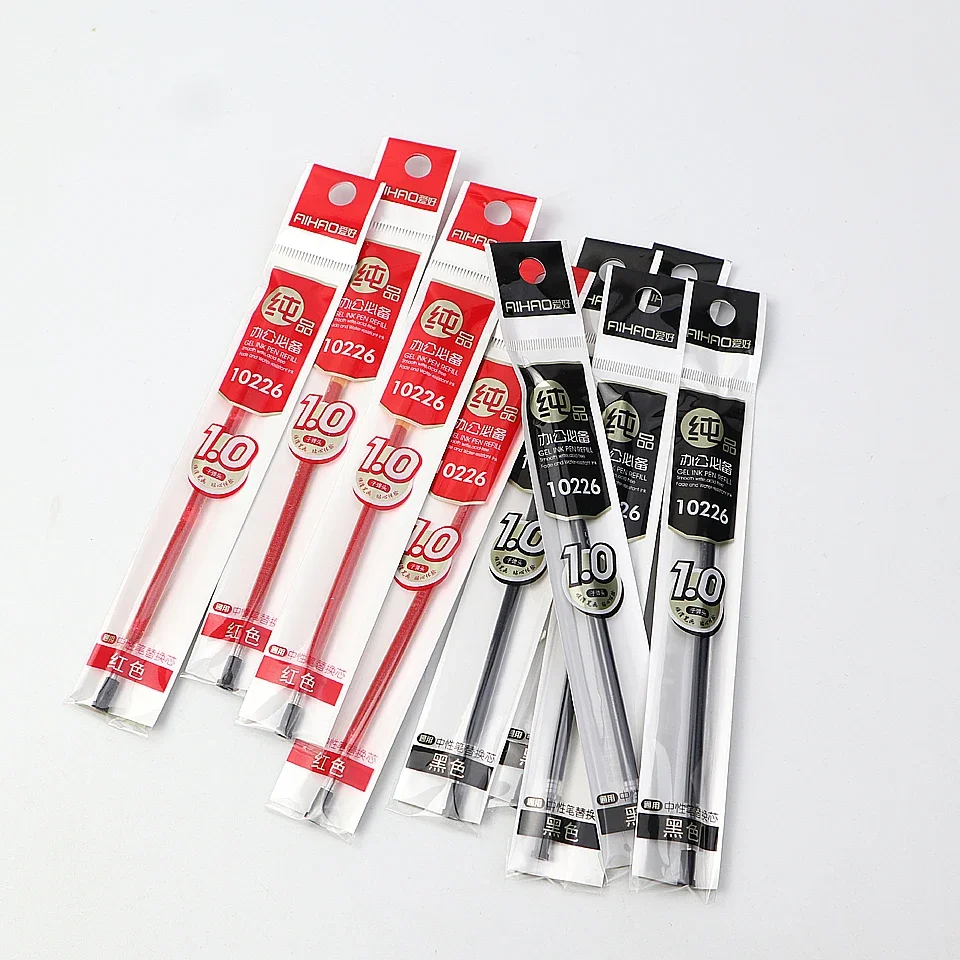 Push Type Gel Pen Refills 1.0mm Bullet Nib Black/Red ink The Writing Is Smooth Continuous ink Office Stationery 10pcs/lot