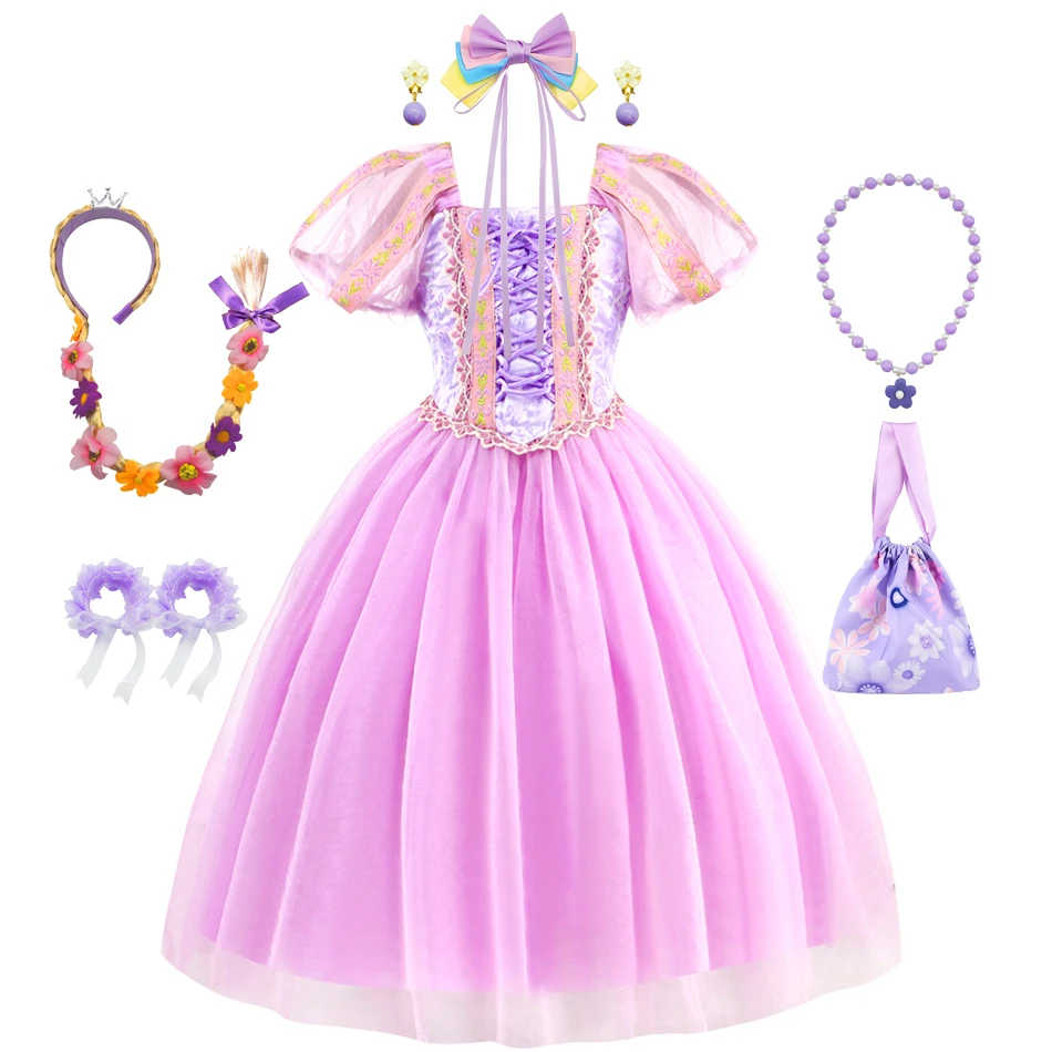 

Girls Rapunzel Inspired Princess Dress Soft Pink Tulle Dress Up Outfit Everyday Wear for Little Girls Perfect for Party Cosplay