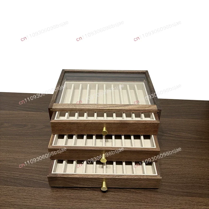 Black Walnut Solid Wood Pen Storage Box Signature Pen Famous Pen Display  Crochet Storage Drawer Finishing  Crochet