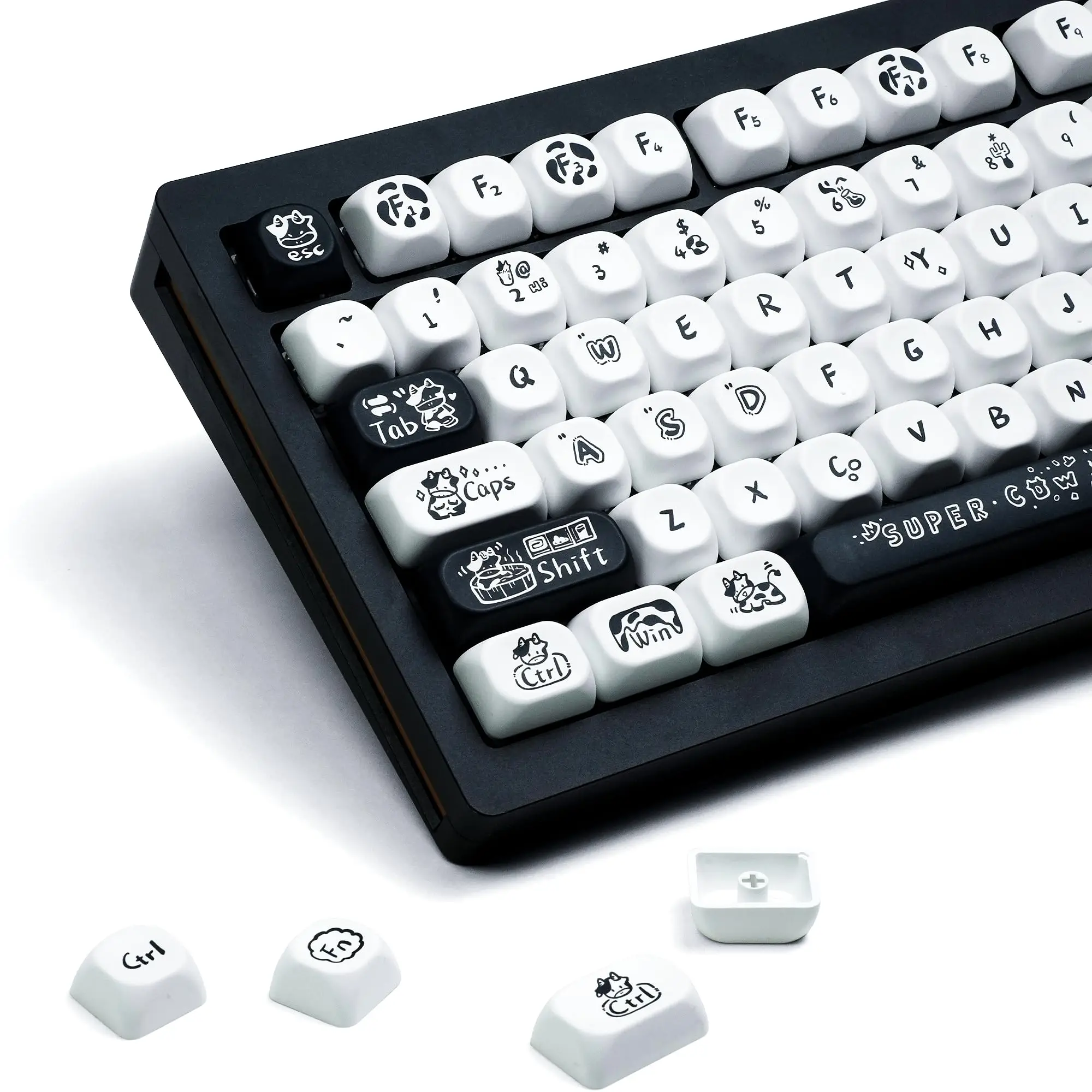 

132 Keys MOA Profile Black White PBT Keycaps Customs Dye Sub Key caps for 61/87/104 Cherry MX Switch Gaming Mechanical Keyboard