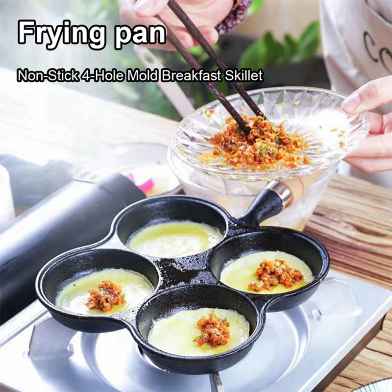 4-Hole Frying Pan Non Stick Breakfast Burger Egg Pancake Maker Multifunction Hamburger Steak Pan Retail