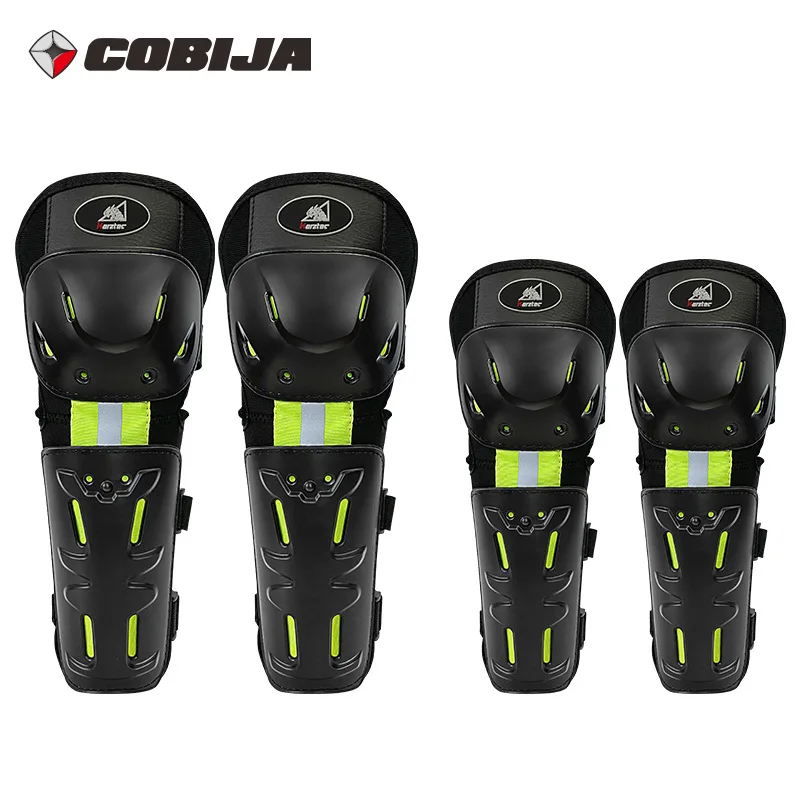 

Ночное светоотражающее защитное снаряжение из четырех частей, черно-зеленое пластиковое многоцелевое защитное снаряжение для езды по бездорожью и улицы