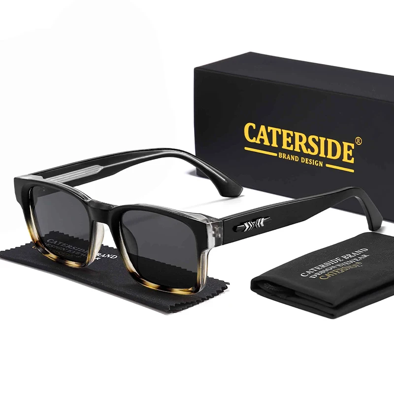 CATERSIDE Fashion Men's Square Sunglasses Brand Design Core Insert Leg Sun Glasses Women's Outdoor Travel Party Glasses