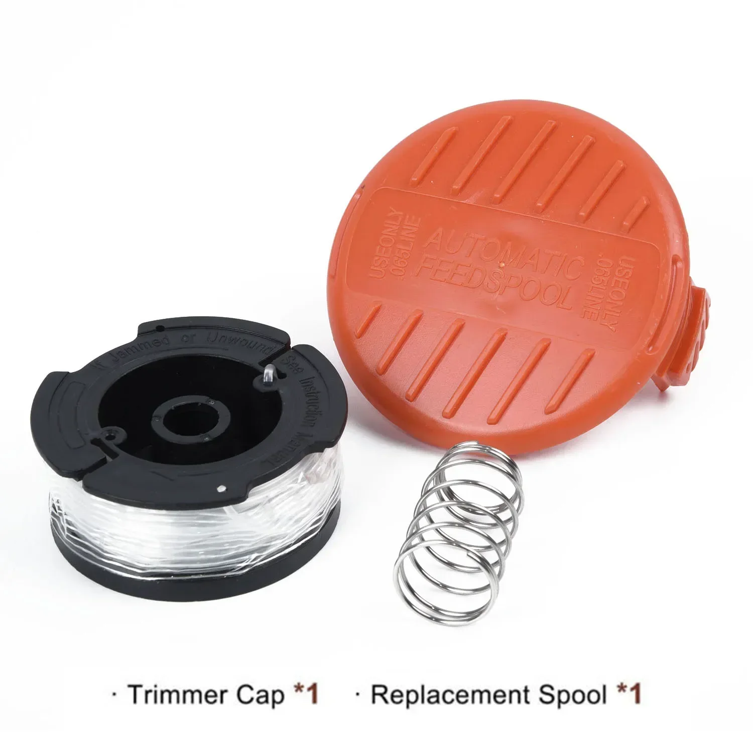 String Trimmer For Black&Decker Nylon Black Spool Line 0.065 Inch Eater Replacement Cap RC-100-P With Spring AF-100