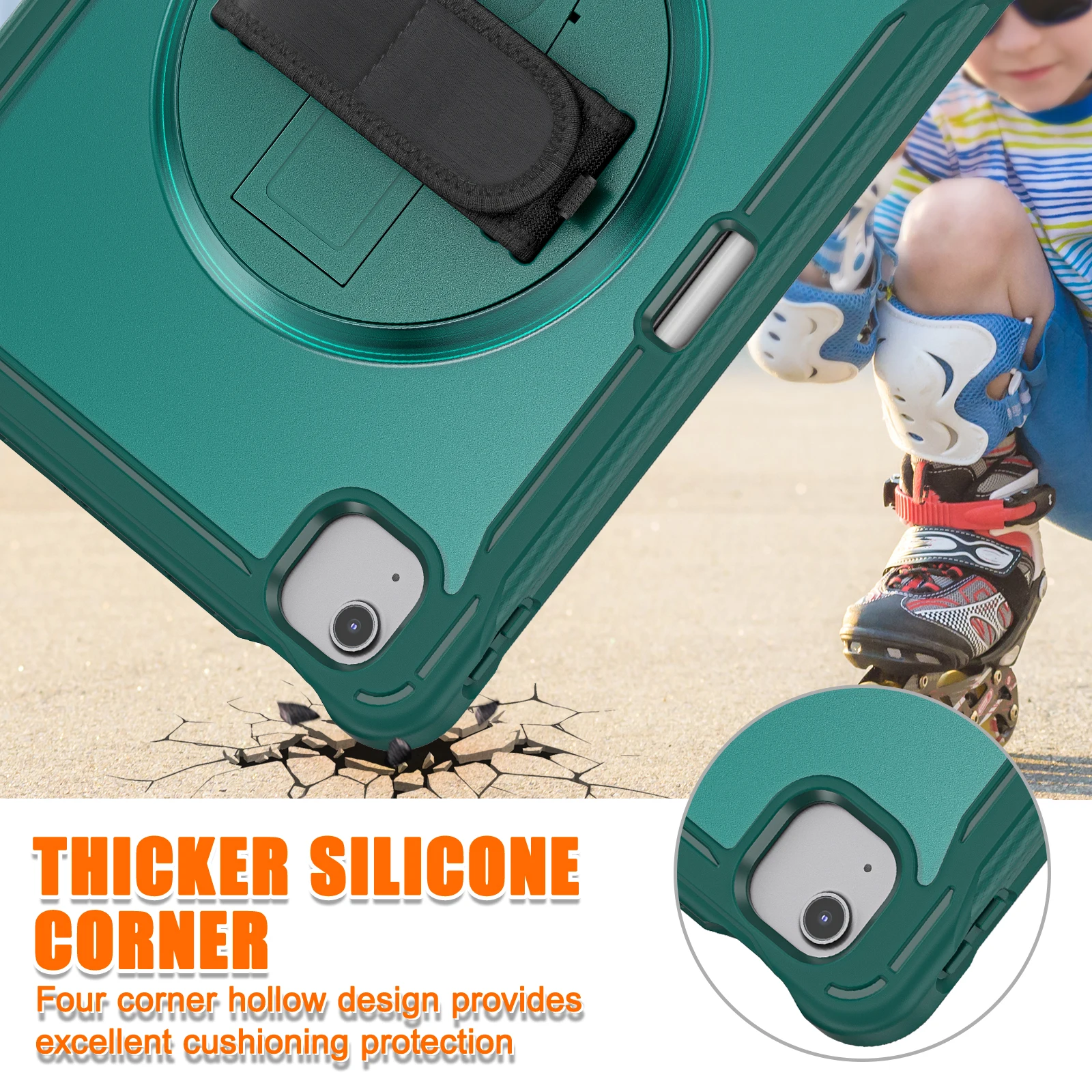 درع لجهاز iPad Air 11 2024 Air4/5 10.9 بوصة Pro11 2021 2020 2018 جهاز لوحي مقاوم للصدمات يدور 360 درجة مع غطاء حزام اليد #3