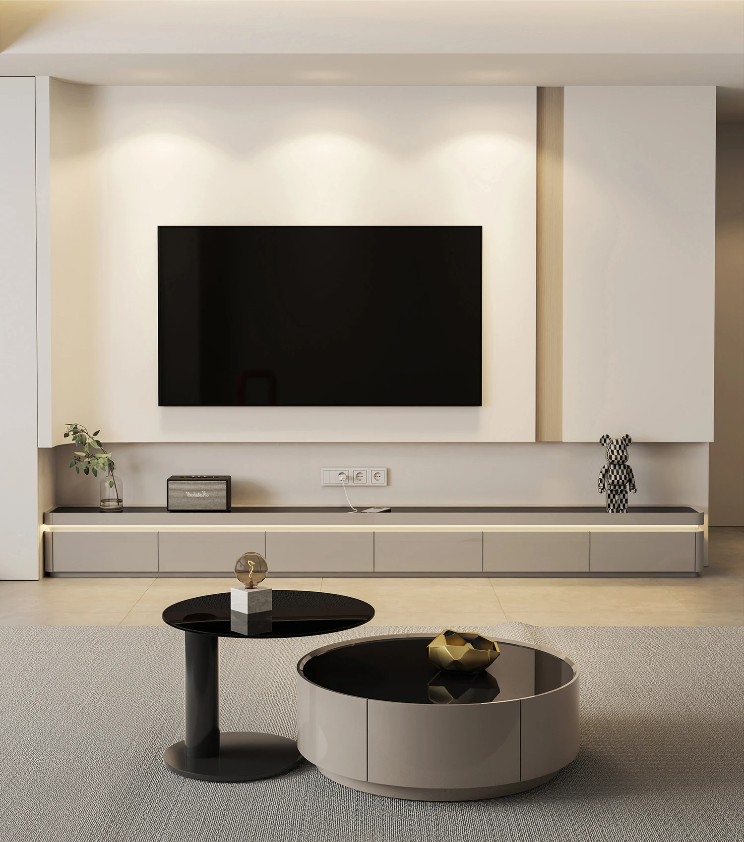 Floor Standing TV Cabinet, Modern Simplicity, Light Luxury, High-end Feeling, Tea Table Combination, Living Room, Home Use