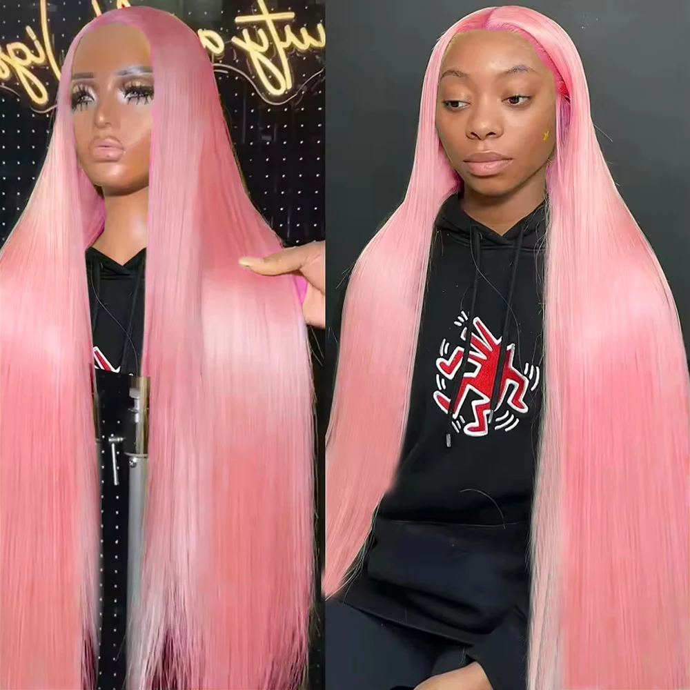 

Bone Straight 13x4 13x6 Hd Frontal Light Pink Lace Front Wig Human Hair 100% For Women Transparent Lace Colored Wigs Brazilian