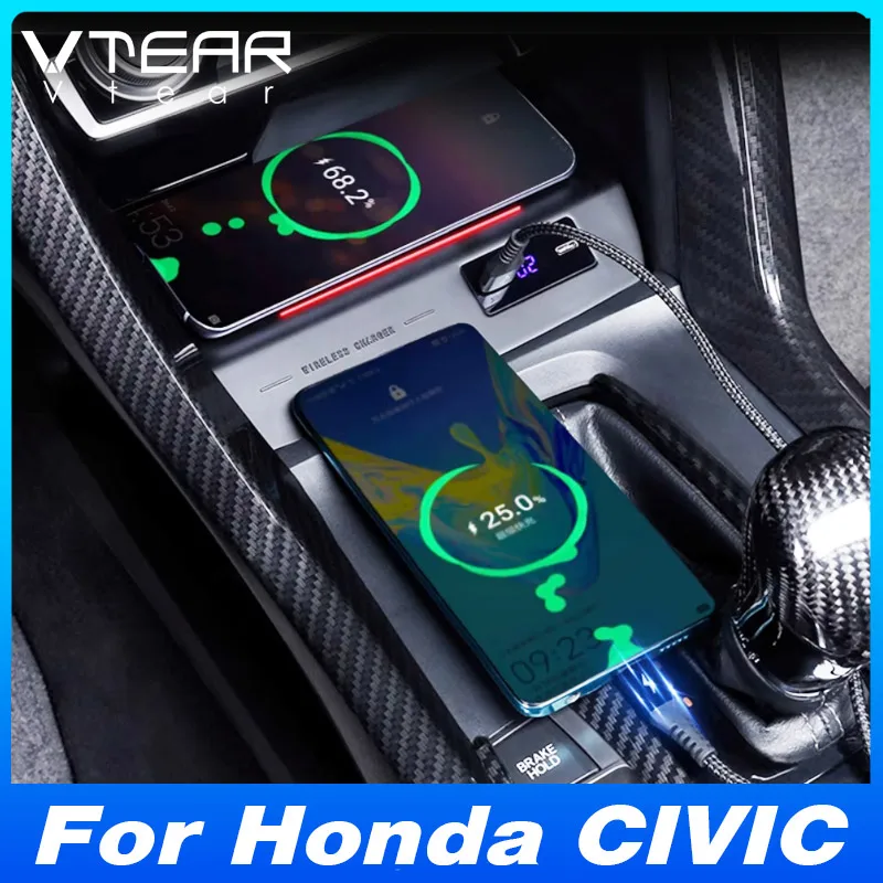 

For Honda CIVIC FC 2016-2021 Car Wireless Charger Fast Phone Charging Plate Adapter Interior Modification Accessories
