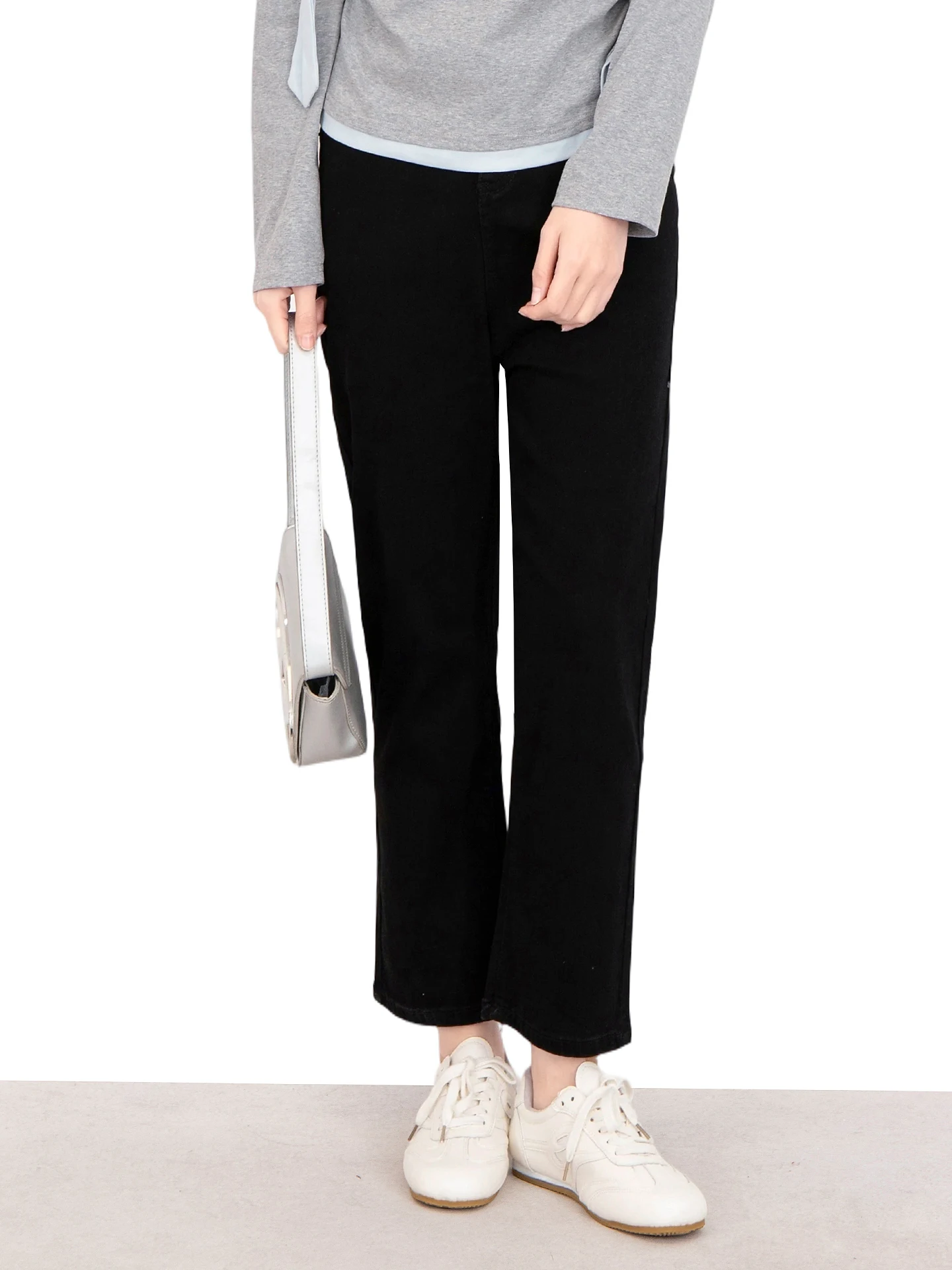 

High Waist Slimming Elastic Straight Leg Denim Jeans Women's Drapey Pants plus Size Spring New Sle Resistant to Deformation
