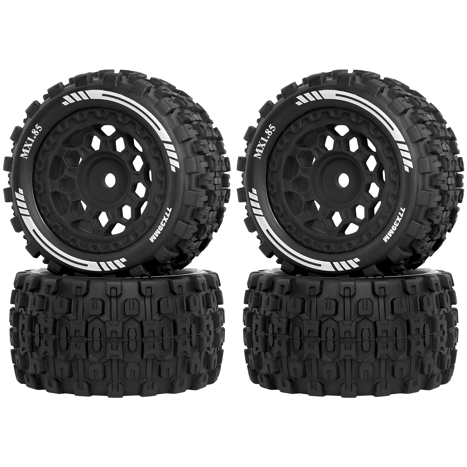 OGRC MX1.85 Ruedas y neumáticos RC Juego de neumáticos de rueda hexagonal de 12 mm 77 * 39 mm para ARRMA 1/18 Typhon Granito Grom
