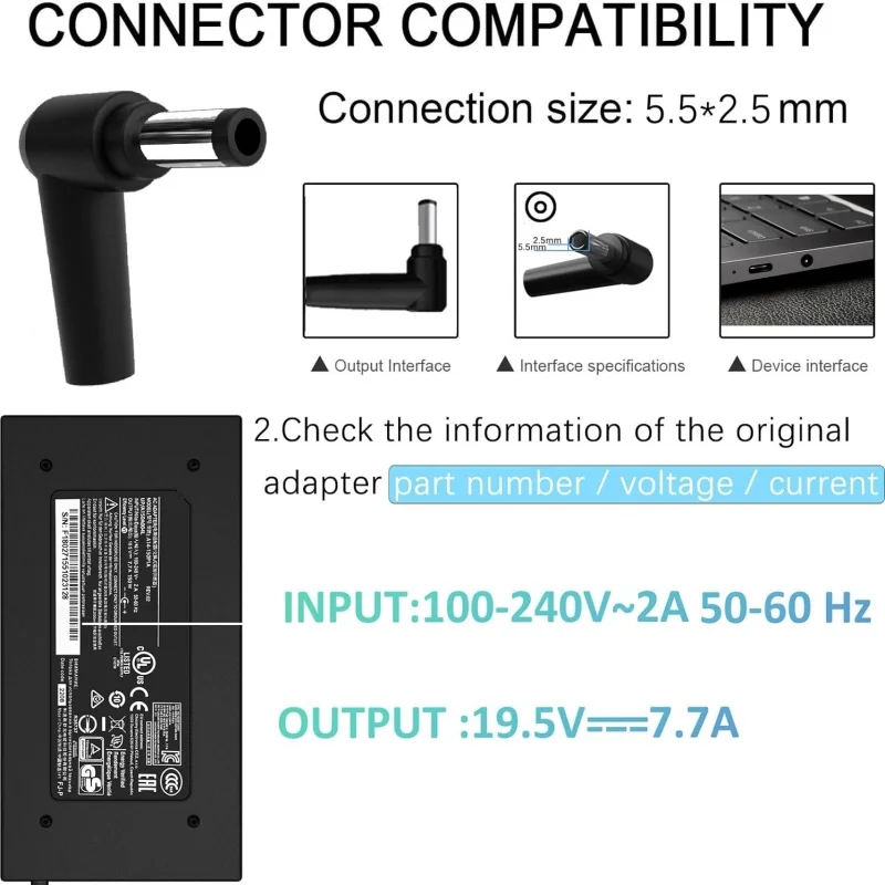 Imagem -04 - Carregador do Adaptador do Poder do Portátil 150w 19.5v 7.7a para Msi Gp60 Gp62 Gp70 Gp72 Ge60 Ge62 Ge70 Ge72 Gs60 Gs63