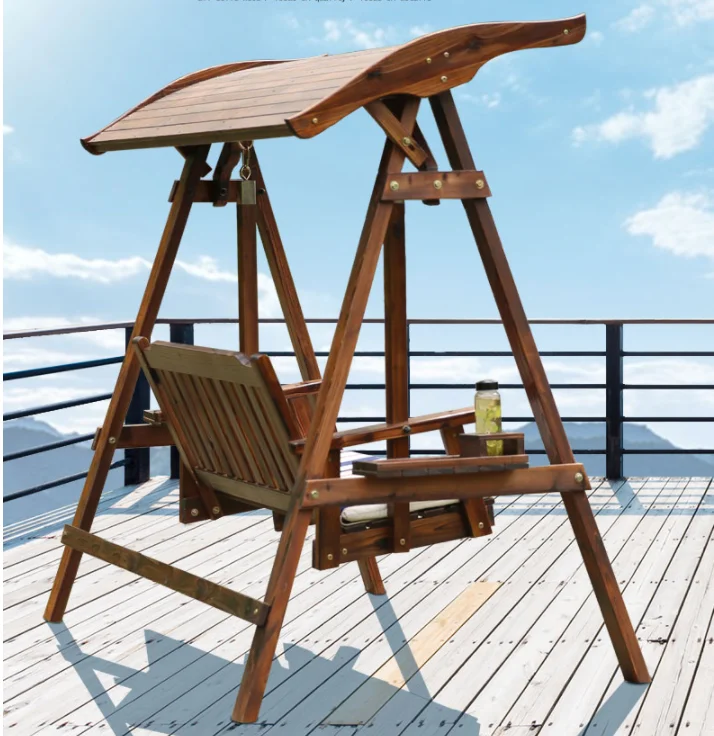 High Quality Two Persons Outdoor Patio Solid Hanging Hammock Garden Wood Swing Chair