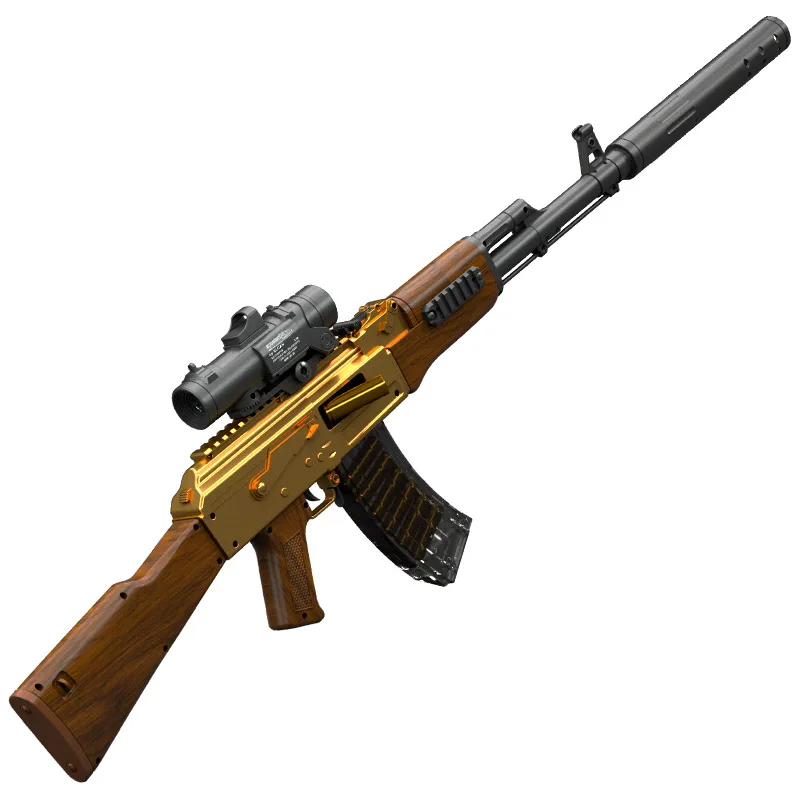 ปืนซอฟต์บอล AK47 แบบใช้มือโยนกระสุนอัตโนมัติ สามารถยิงปืนของเล่นได้ ปืนไรเฟิลจู่โจม PUBG สำหรับเด็ก แบบไฟฟ้ายิงต่อเนื่อง