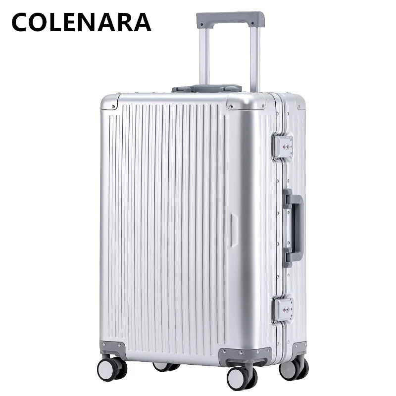 COLENARA 20\'\'24 Inch Luggage New All-aluminum Magnesium Alloy Trolley Case Universal Boarding Box with Wheels Rolling Suitcase