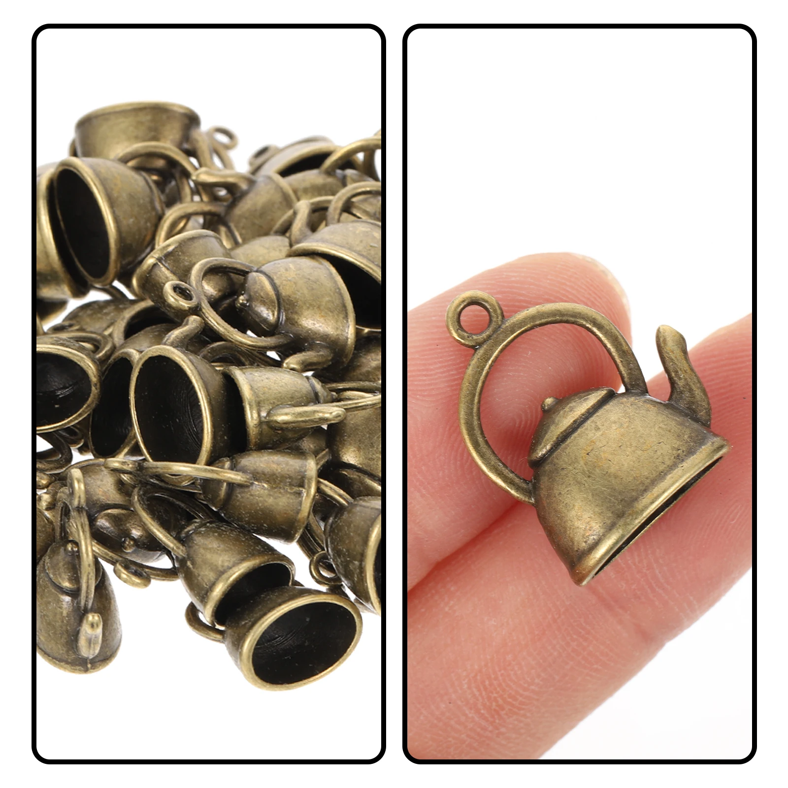 

50pcs Teapot Charms Alloy Dangle Drop DIY Jewelry Pendant Key Ring Hanging Decor Small Metal Pendants Creative Necklace Charm