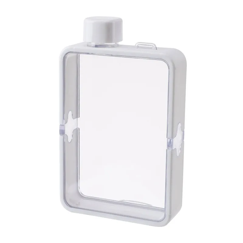 Plastic Flat Student Water Bottle Portable Fit in Handbag Free BPA Easy to Carry Transparent DIY Flask  Drop Ship Items