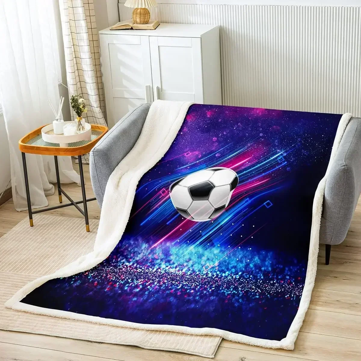

3d Print Throw Baby Blanket Football Black White Soccer Babes Carpet for Couch Kids Sports Gaming Theme Sofa Bed Babys Blankets
